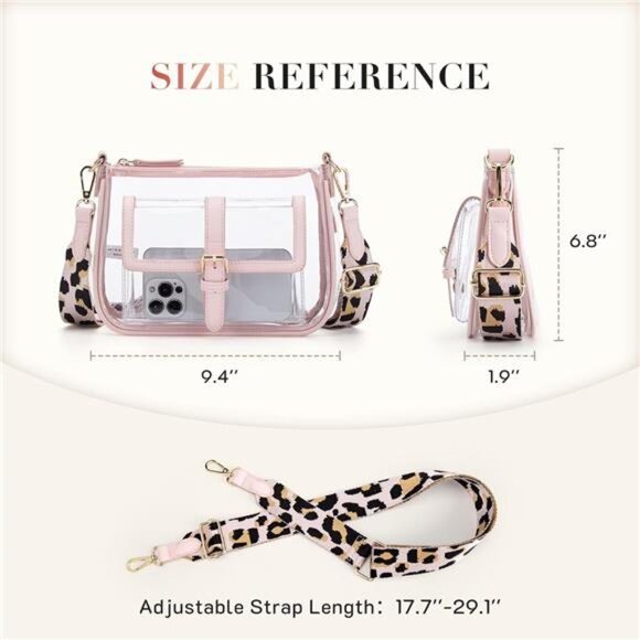 Clear Bag Stadium Approved PVC Crossbody Purse for Women Transparent Concert Bag - Picture 5 of 7